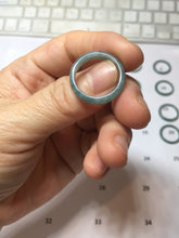 Load image into Gallery viewer, 16.7mm Size 6 1/4 100% natural type A icy watery dark green blue black gray Guatemala jadeite band ring group PE129
