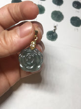 Load image into Gallery viewer, 100% Natural type A icy watery blue green gray Guatemala jadeite Rose Pendant group BP181
