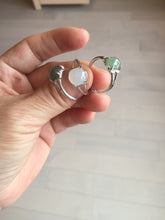 Load image into Gallery viewer, 100% natural type A icy watery green dark green four-prong jadeite jade ring group AA90
