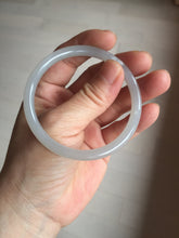 Load image into Gallery viewer, 53.9mm Certified 100% Natural icy gray (灰冰) pale pink(藕粉) slim round cut nephrite jade bangle HN159-9101
