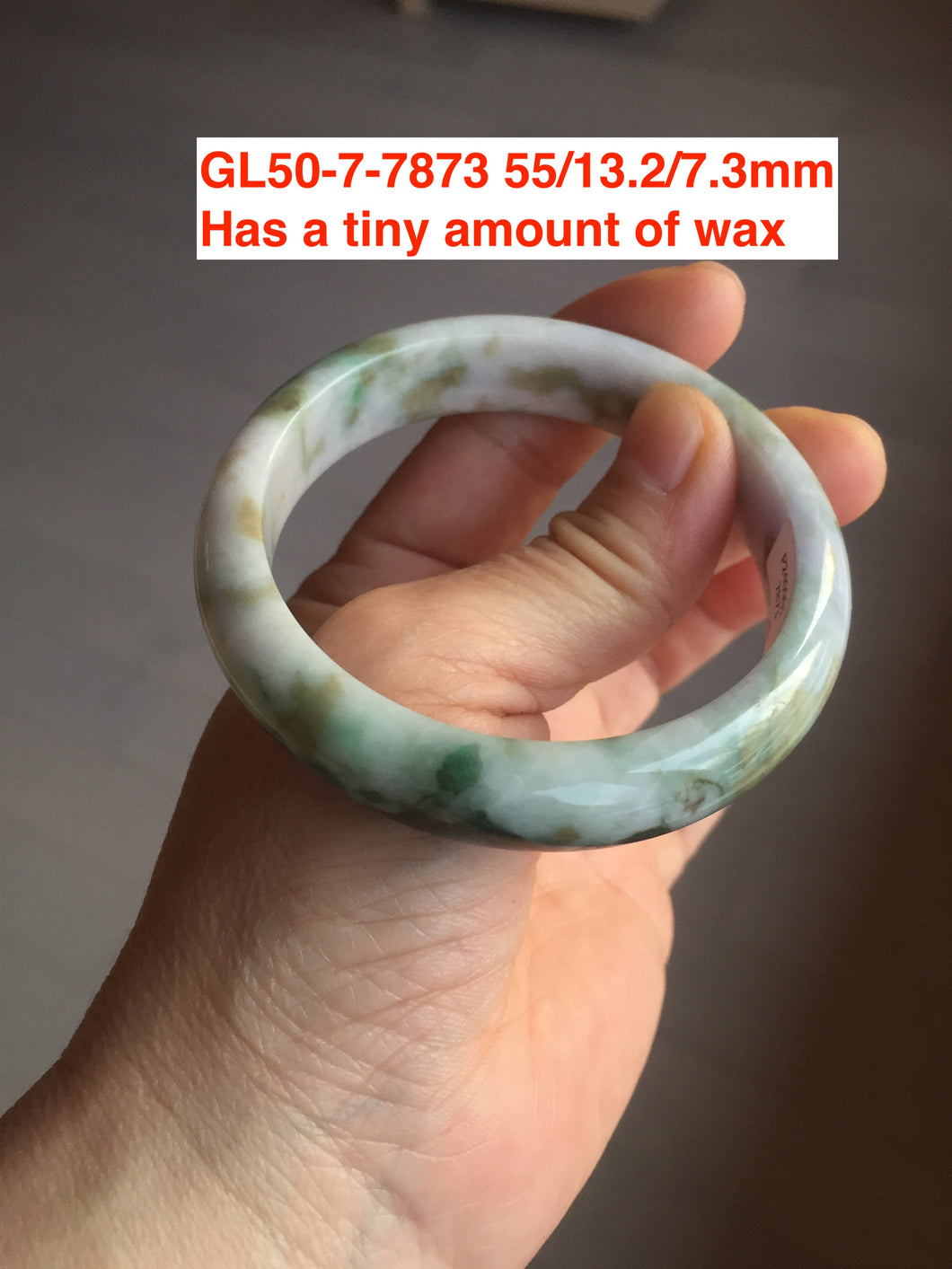 54-63mm certified Type A 100% Natural dark green/white/black jungle camouflage color Jadeite Jade bangle group with defects GL50