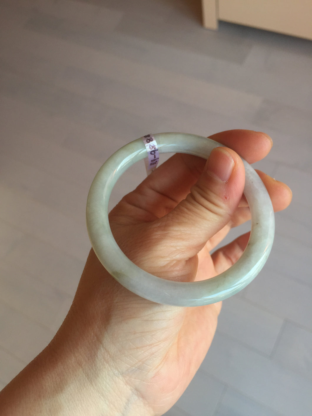 54.5mm certified 100% natural type A icy watery white/gray round cut jadeite jade bangle BL9-9888