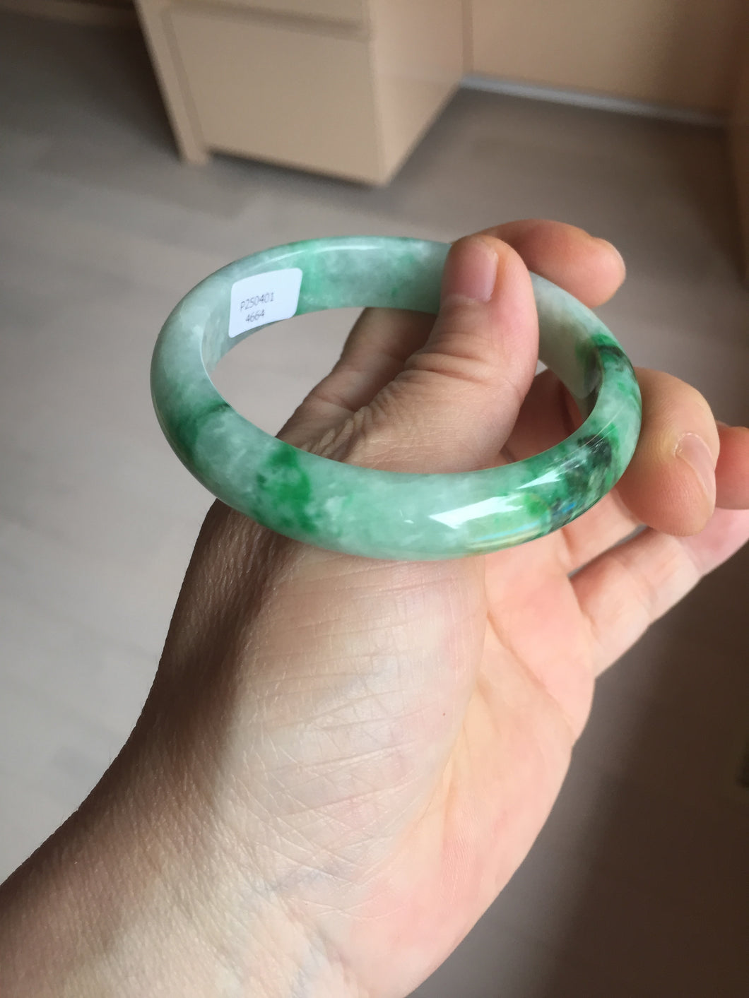 54mm certified 100% natural Type A sunny green jadeite jade bangle PB165-4664
