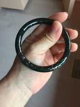 Load image into Gallery viewer, 59mm 100% Natural Dark Green/Black Meteorite Starry Night Sky Galaxy Nephrite Bangle HN179-0578
