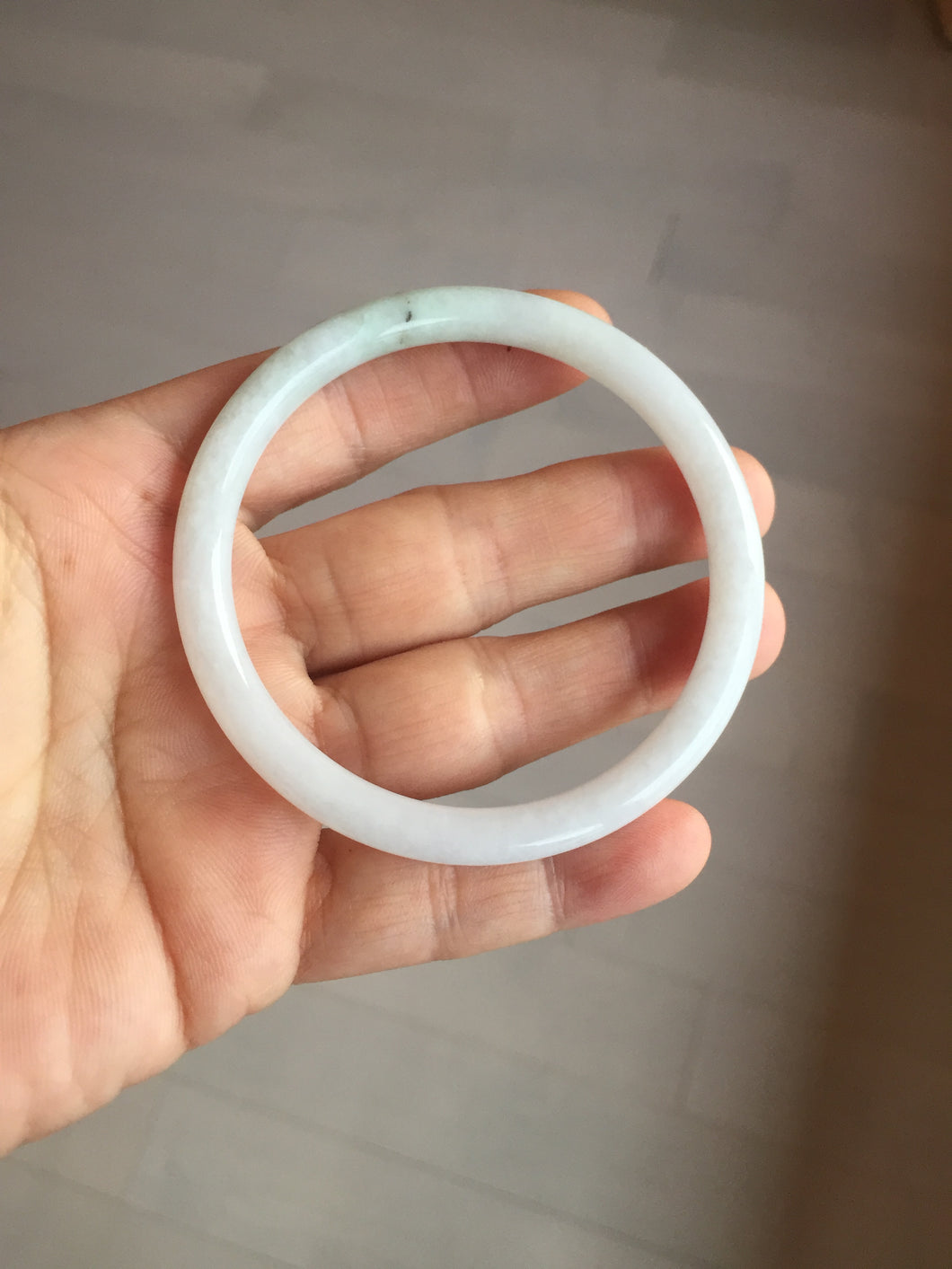 56.5mm 100% natural Type A light green white round cut jadeite jade bangle BL89-4671
