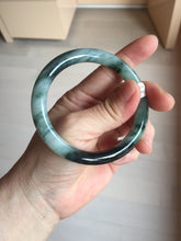 Load image into Gallery viewer, 55.7mm Certified Type A 100% Natural Dark Green Blue Gray Black Slim Moonlit Ink (水墨月色)Round Cut Jadeite Jade Bangle BS146-0748

