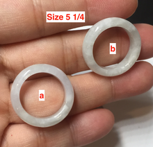 Load image into Gallery viewer, Size 5-10 1/4 100% natural type A white light green jadeite jade band ring group E93
