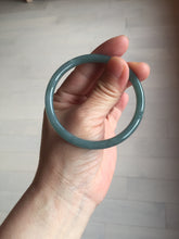 Load image into Gallery viewer, 55.4mm Certified Type A 100% Natural dark green/blue/gray with Guatemala slim round cut Jadeite bangle PE54-7045
