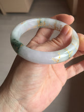 Load image into Gallery viewer, 卖了 56mm 100% Natural type A green white purple carved Plum Blossom golden-painted Jadeite Jade bangle PF16-2327
