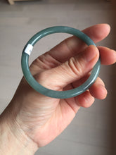Load image into Gallery viewer, 54mm Certified Type A 100% Natural dark green/blue/gray with Guatemala slim round cut Jadeite bangle PE50-7019
