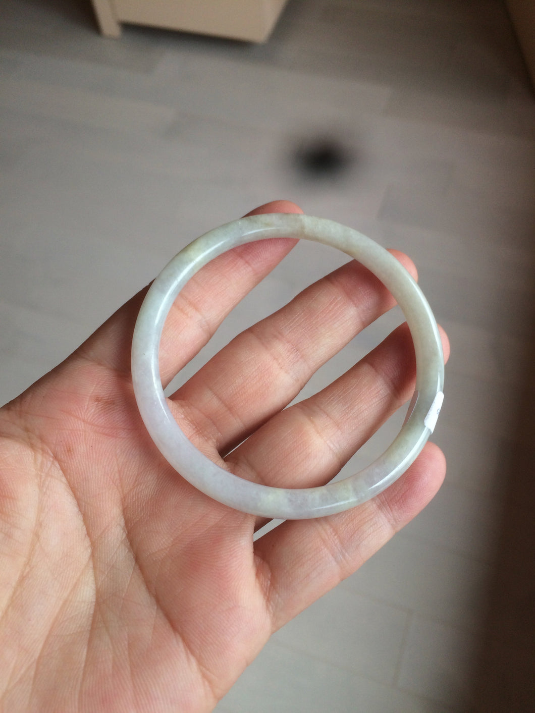 55.5mm Certified type A 100% Natural light purple/white/green slim round cut Jadeite bangle BF74-2550