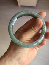Load image into Gallery viewer, 56.4mm certified type A 100% Natural oily dark green gray black with flying snow Jadeite jade bangle PC202-7675
