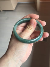 Load image into Gallery viewer, 47mm certified 100% natural Type A oily dark green gray black(老油青) oval jadeite jade bangle BS174-0051

