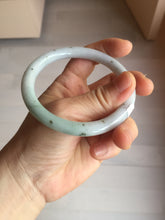 Load image into Gallery viewer, 59.2mm certified Type A 100% Natural dark green gray light purple with brown flying dandelions slim round cut Jadeite Jade bangle PH220-3236
