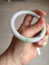 Load image into Gallery viewer, 56mm Certified Type A 100% Natural light green purple(春带彩) round cut jadeite Jade bangle AA81-4938
