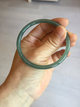 Load image into Gallery viewer, 56.5mm Certified Type A 100% Natural icy watery green/blue/black/gray slim round cut Guatemala Jadeite bangle PC63-7050
