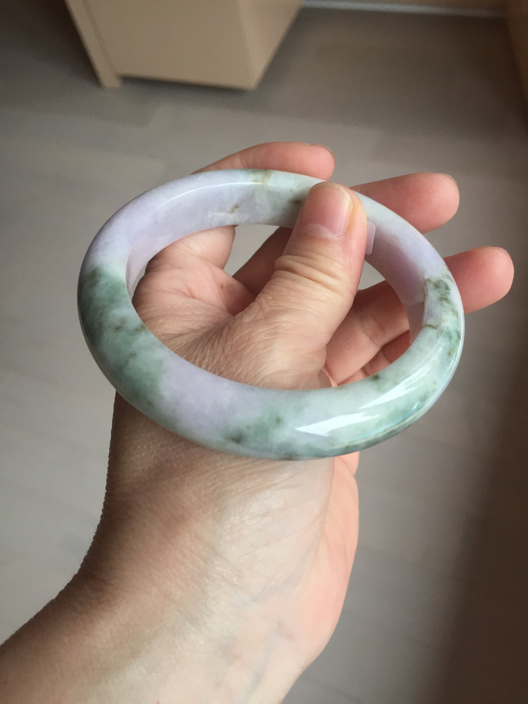 61.5mm Certified Type A 100% Natural dark green/green/brown/black/purple chubby Jadeite bangle PB234-1099