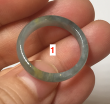 Load image into Gallery viewer, 17.9mm 7 3/4 100% natural type A icy watery green/blue Guatemala jadeite jade band ring group  BP76
