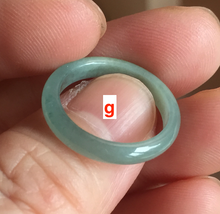 Load image into Gallery viewer, Size5 100% natural type A icy watery light green/blue/yellow/gray skinny Guatemala jadeite jade slim band ring AR105

