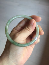 Load image into Gallery viewer, 56mm Certified Type A 100% Natural sunny green/black/gray with dark green floating flowers slim round cut Jadeite bangle PD77-5764
