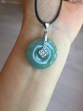 Load image into Gallery viewer, 25mm 100% Natural light green/blue/gray/yellow jadeite Jade Safety Guardian Button(donut) Pendant AR101
