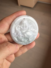 Load image into Gallery viewer, 100% Natural type A white light purple happy buddha jadeite Jade pendant AA27
