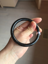 Load image into Gallery viewer, 61.5mm 100% Natural dark green/black meteorite Stellar Night sky slim round cut nephrite bangle HN62-0751
