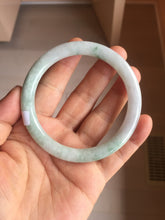 Load image into Gallery viewer, 59mm certified Type A 100% Natural green white flat round cut Jadeite Jade bangle PH217-3245
