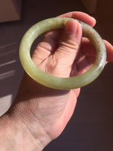 Load image into Gallery viewer, 55.5mm Certified Type A 100% Natural green yellow/sugar brown flying dandelions nephrite Jade bangle HN51-0488
