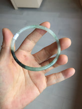 Load image into Gallery viewer, 57mm Certified Type A 100% Natural green/black/gray with dark green floating flowers super slim round cut Jadeite bangle PD47-5770
