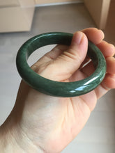Load image into Gallery viewer, 55.5mm certified 100% natural Type A oily dark green gray black(老油青)  jadeite jade bangle PH231-0057

