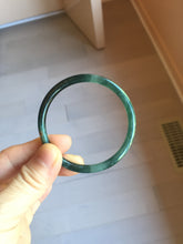 Load image into Gallery viewer, 53mm Certified Type A 100% Natural dark green/blue/gray Guatemala slim round cut Jadeite bangle PJ18-2595
