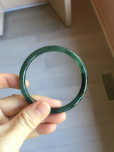 Load image into Gallery viewer, 56.4mm Certified Type A 100% Natural black/green/gray Guatemala slim round cut Jadeite bangle PJ42-0657
