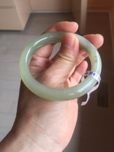 Load image into Gallery viewer, 54.2mm certified 100% Natural icy watery light beige pale pink gray white nephrite bangle HN124-1064
