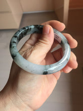 Load image into Gallery viewer, 57.2mm certified 100% natural Type A dark green black purple white Blooming Ink(水墨花开) jadeite jade bangle PB293-0507
