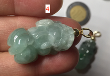 Load image into Gallery viewer, 100% natural type A sunny green jadeite jade 3D PiXiu (貔貅) pendant group AX150
