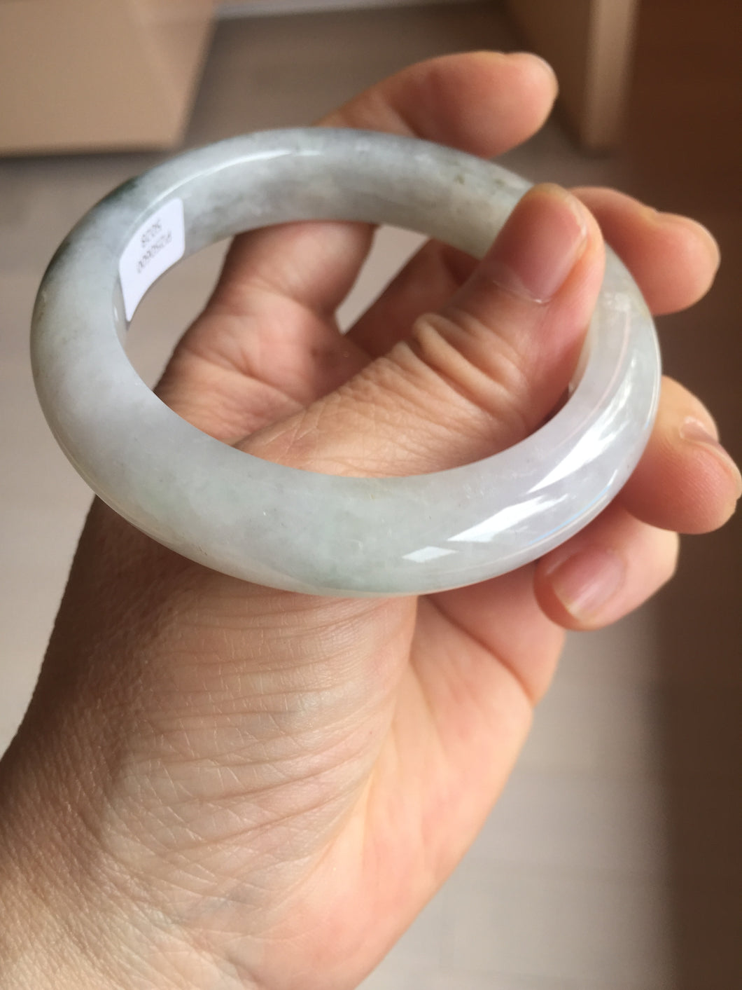 53.5mm certified 100% natural Type A icy water sunny green/gray/black jadeite jade bangle BP158-5028