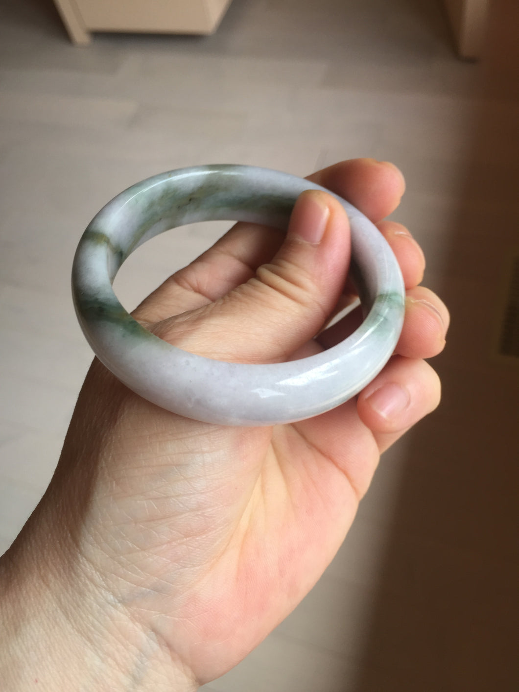 54mm Certified Type A 100% Natural dark green purple(苏堤绕绿) Jadeite Jade bangle PC103-9161