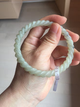 Load image into Gallery viewer, 60mm Certified Type A 100% Natural Green, Gray, Brown &amp; Black Flying Dandelion Vintage Twist Style Nephrite Jade Bangle JT8-1112
