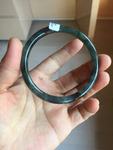 Load image into Gallery viewer, 54.5mm Certified Type A 100% Natural dark green/black/blue with black floating flowers(Wuji) slim round cut Jadeite bangle PD111-6917
