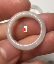 Load image into Gallery viewer, Size 6 3/4 100% natural type A icy watery green/white/purple jadeite jade band ring group R114
