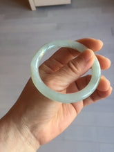 Load image into Gallery viewer, 52.2mm 100% Natural type A icy watery light green carved and golden-painted round cut slim Jadeite Jade bangle BH129
