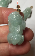 Load image into Gallery viewer, 100% natural type A sunny green jadeite jade 3D PiXiu (貔貅) pendant group AX150
