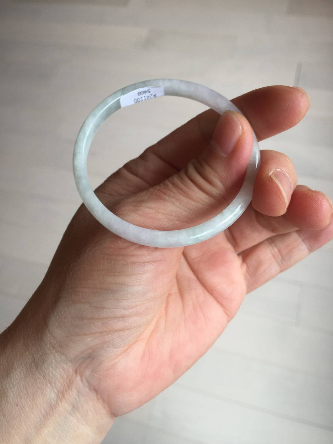 50.5mm certified 100% natural icy watery Type A green/purple/white slim jadeite jade bangle PB138-5468