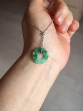 Load image into Gallery viewer, 16.3mm Type A 100% Natural sunny green Jadeite Safety Guardian Button donuts pendant PF52
