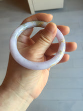 Load image into Gallery viewer, 54.5m Type A 100% Natural light purple brown white carved branches and flowers and golden-painted round cut jadeite jade bangle BH128
