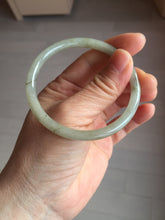 Load image into Gallery viewer, 54.5mm Certified type A 100% Natural light green gray black slim round cut Jadeite bangle PA201-2443
