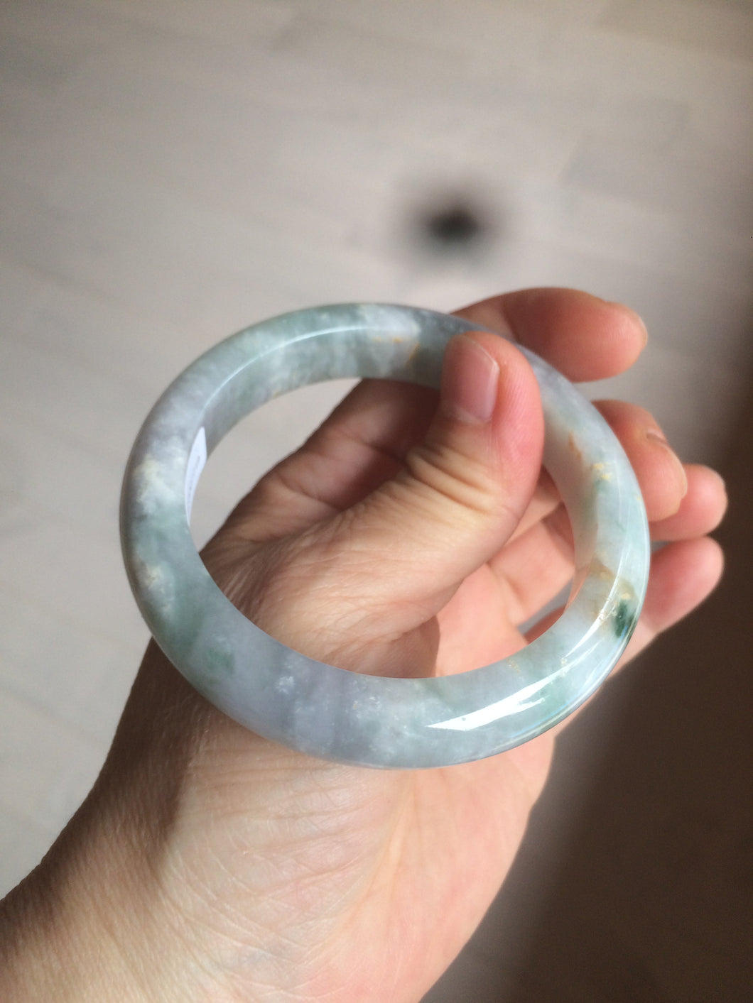 53.4mm Certified Type A 100% Natural green/white/purple Jadeite Jade bangle AX42-7719