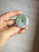Load image into Gallery viewer, 37mm Type A 100% Natural light green purple Jadeite Jade Safety Guardian Button donuts pendant PA108
