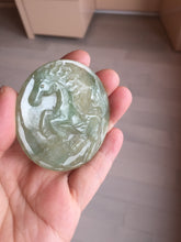 Load image into Gallery viewer, 100% Natural type A green jadeite Jade horse pendant worry stone AA28
